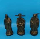 Antique Chinese Bronze Three Star Gods Fu Lu Shou Figures Set Of 3 10cm H