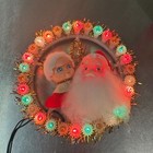Title  Vtg Christmas Mr Claus   Mrs Clause Circle Of Light Blinking Tree Topper
