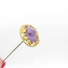 Antique Brass Laurel Wreath Leaves With Purple Agate Stone Hatpin Hatpin