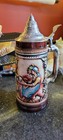 Vintage German Lidded Beer Stein Large