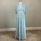 Mac Duggal 10807 Blue Evening Gown Beaded Chiffon Long A-line Dress Size 12