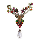 Large Vintage Reindeer Brooch Pin   crystal Rhinestone Pearl Christmas Holidaygift