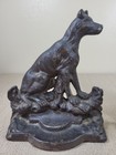 Bookends Pair Hound Dogs Cast Iron Heavy Vtg Antique Decor Library Animal Metal