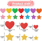 Colorful Glitter Foam Sticker  300pcs Stars Heart Shapes Glitter Self Adhesive F