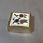 Vintage Small Hinged Cloisonn   Butterfly Flowers Pill Box Trinket Case Enamel