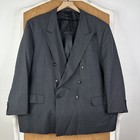 Jones New York Suit Mens 50r Gray Double Breasted Houndstooth 6x1 Wool 46x31