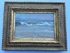 Antique Coastal Painting Beach Waves 1920 s Estate Stamped Signature Mystery Sea
