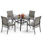 5 Piece Outdoor Dining Set Patio Table   Chairs Set 4 Textilene Chairs