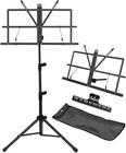 Lightweight 2-in-1 Adjustable Music Stand With Carrying Bag     Black