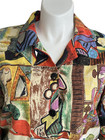 Vtg Kaktus Art Print Jacket Womens Abstract Button Front 90s Wearable Art Xl