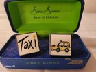 New Vintage Sonia Spencer Hand Painted England  Yellow Taxi Mens Cufflinks