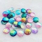 80pcs Round Flatback Charms Fish Scales Resin Beads Diy Making Crafts Decoration