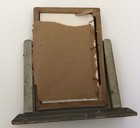 Vtg  Antique Swinging Picture Frame wood  Silver Painted glass 4 6sz 