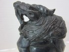 Chinese Statue Of Standing Horse  Sword    Stand  Carved Black Stone
