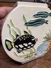Vintage 1970s Ceramic Vase Ocean Scene Signed Made In Hawaii