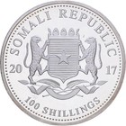   1552608  Somalia  100 Shillings  African Wildlife  Elephant  2017  1 Oz  Proof