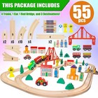 Wooden Train Track Lot 55 Piece Set Play For Thomas Train Railway System 18 Feet