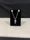 925 Sterling Silver Women Flower Daisy Sunflower Charm Necklace   Earrings Set