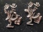 Traveling Salesman  Vintage Cufflinks By Eriksen   Co Jewelry Silvertone Rare