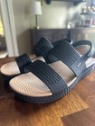 Reef Women s Strappy Slip-on Sandals Us 7 Black beige Rubber Upper Logo