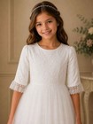Clara Lace White Communion Dress For Girls   Elegant Flower Girl Dress Australia