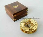 Vintage Maritime Solid Brass Sundial Compass Nautical Marine With Wooden Box