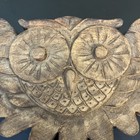 Carved Wood Wide Eye Owl Wall Decor 9 5 x7    Can Hang Or Sit 