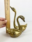 Vintage Brass Swans Set Of Two Retro Home Decor Figurine Mcm Patina Great Age 