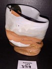 Studio Art Pottery Vase Cup Signed Black And White Partial Glaze Signed Jla
