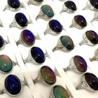 Wholesale Bulk 50pcs Elliptical Mood Color Change Silver Alloy Ring Unisex Party