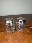 Parmesan Cheese   Hot Pepper Seed Shaker Glass Vintage Set Of 2