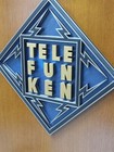 Stunning Telefunken Logo Display Sign   Wood Base Gold   Black  On  glass  Blue