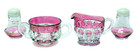 Vtg  Indiana Glass Kings Crown Thumbprint Ruby Salt   Pepper   Sugar   Creamer