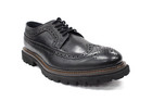 Men s Black Leather Thick Sole Wing Tip Casual Dress Shoes By La Milano Hound