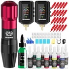 Wireless Tattoo Machine Kit W  2 Batteries - Complete Starter Kit For Beginners
