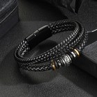 Men s Multilayer Braided Leather Stainless Steel Magnetic Bracelet Bangle Cuff