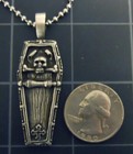 Necklace Gothic Coffin Skull Bones Pendant Stainless Steel Ball Chain New Goth