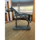 Vintage Bronze Finish Horse Figurine Verdigris Patina Equestrian Statue 8 