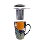 Blue Moon White Rabbit 15oz Porcelain Tea Mug With Lid   Stainless Steel Infuser