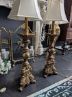 Pair Of Antique Large Carved And Gold Gilt-decorated Baroque Style Lamps  42 