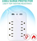 6 Outlet Extender Surge Protector Multi Plug Wall Adapter Usb C Charger Ports