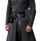 Medieval Leather Belt Waist Bag Renaissance Larp Kit Black Leather Accessory Set