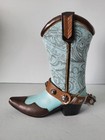Western Cowboy Boot Turquoise   Black Piggy Bank 7 3 4  Shelf Decor