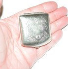 Vintage Art Deco Powder And Rouge Engraved Compact With Mirror Silver Tone Metal