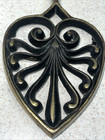 Vintage Cast Iron Heart-shaped Gold Colored Trivet With Handle
