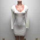 Victorias Secret White Long Sleeve Rib Cotton Cashmere Bodycon Sweater Dress Xs