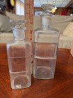2 Antique Square Apothecary Bottles Glass Pharmacy