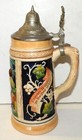 German Bavarian Beer Tankard With Pewter Lid Made In Germany