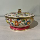 Vintage Round Flower Floral Decorative Biscuit Tea Candy Tin Made In England Mcm