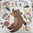 Pottery Barn Kids Embroidered Storybook Bear Pillow 18 sq   Multi
